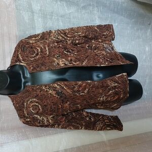 Laura Ashley Brown Sheer Lacy Top/jacket - Petite Small